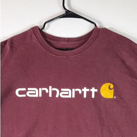 Carhartt Original Fit Long Sleeve T Shirt Men's 2XL Tall Burgundy Workwear - Picture 2 of 6